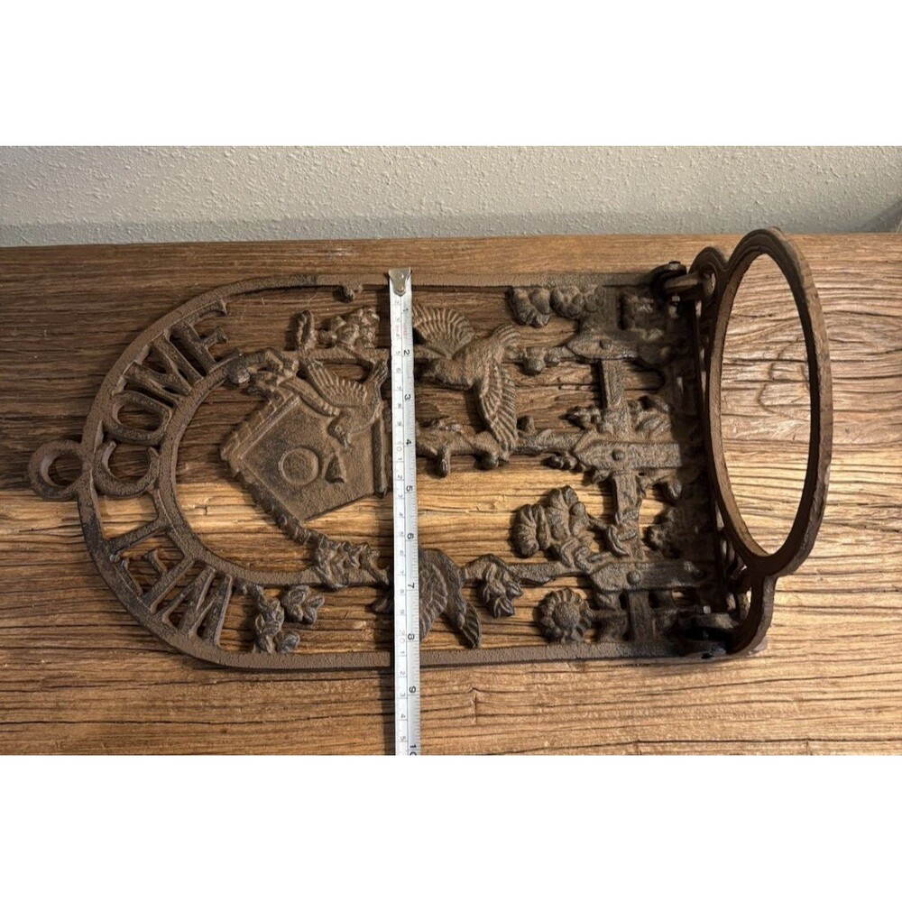 Welcome Cast Iron Garden Wall Mounted Plant Hanger Used - Picture 6 of 8